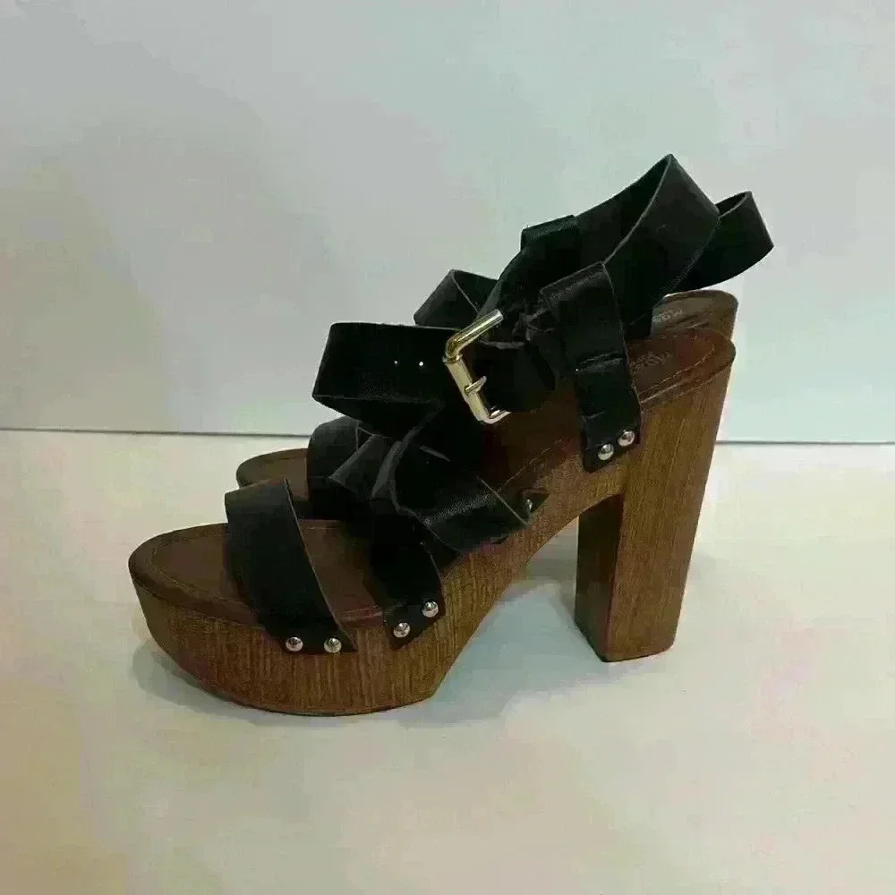 Mossimo Supply Caitlin Black Quarter Strap High Heel Sandals Shoes Size 8
